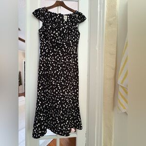 Maeve Black and White Floral Fit/Flare Dress